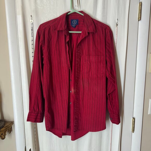 Vintage Gap Red & Black Striped Men's Shirt - Picture 1 of 6